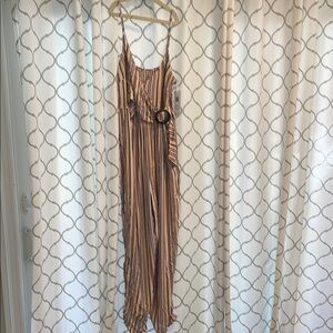 Striped Jumpsuit with Belt